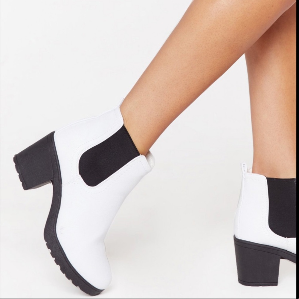 Nasty Gal Krush White Faux Leather Ankle Boots